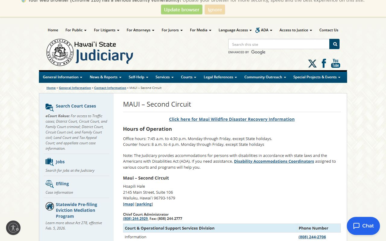 Kahului family court records - Second Circuit Maui contact information