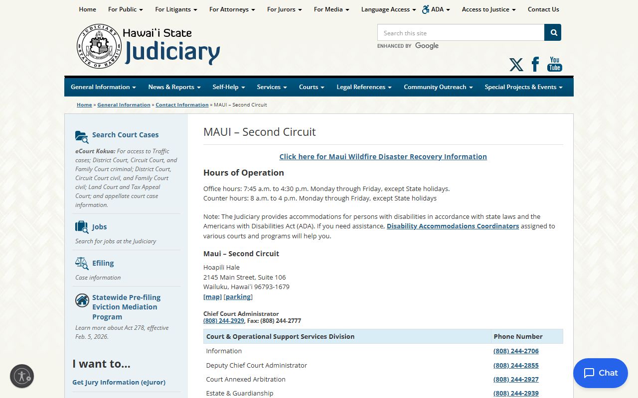 Kihei family court records - Second Circuit Maui contact information
